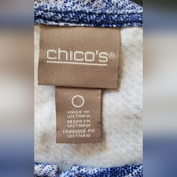 Chico's Blue & White Floral Sleeveless Maxi Sundress Size Small Side Leg Slits - Picture 9 of 12